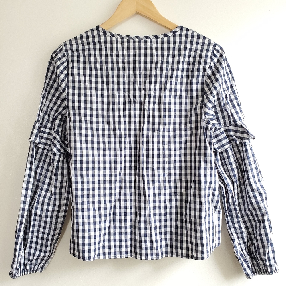New Splendid Gingham Blouson Sleeve Top Blouse NWT Size XS - Picture 9 of 11